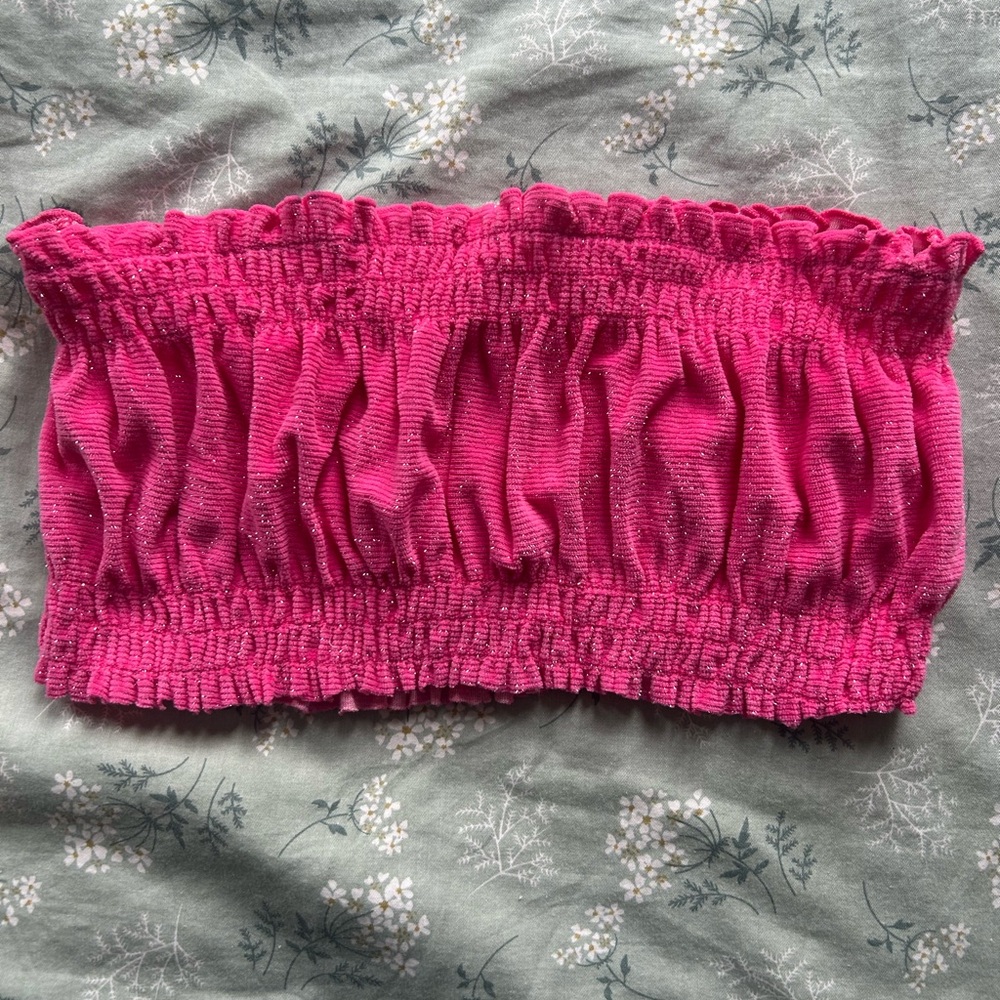 OP Fuchsia Ruffled Crop Top